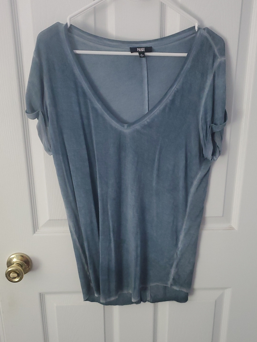 PAIGE Dusty Blue V-Neck Short Sleeve Tunic